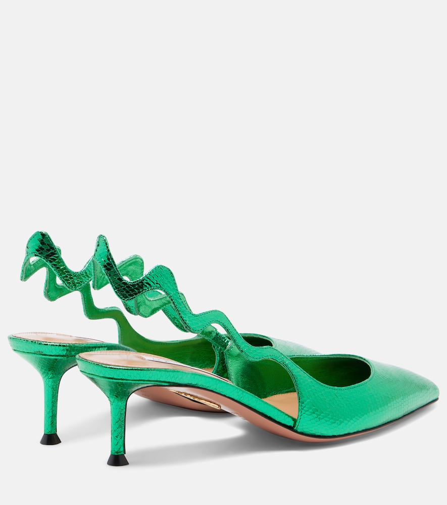 Aquazzura Artiste 50 Metallic Leather Slingback Pumps In Animal Print