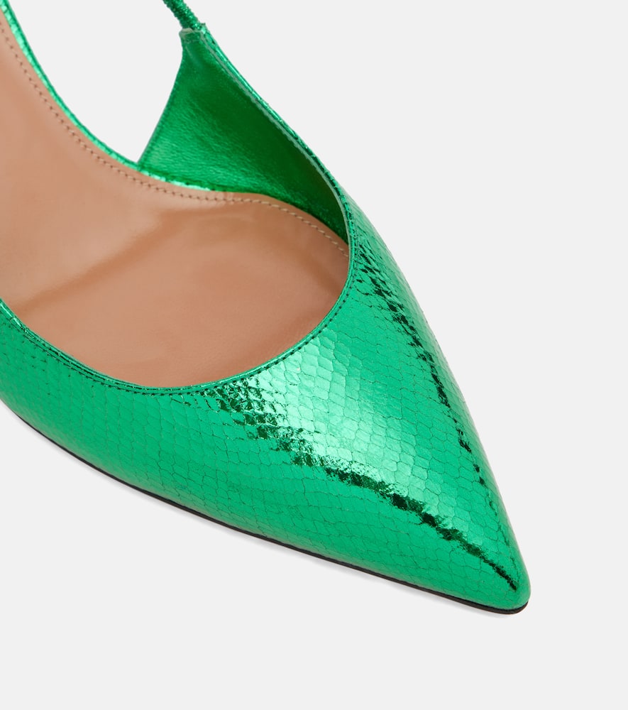 Aquazzura Artiste 50 Metallic Leather Slingback Pumps In Animal Print
