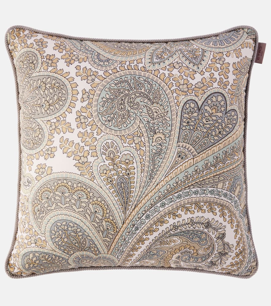 Etro Paisley Cotton Cushion In Multi