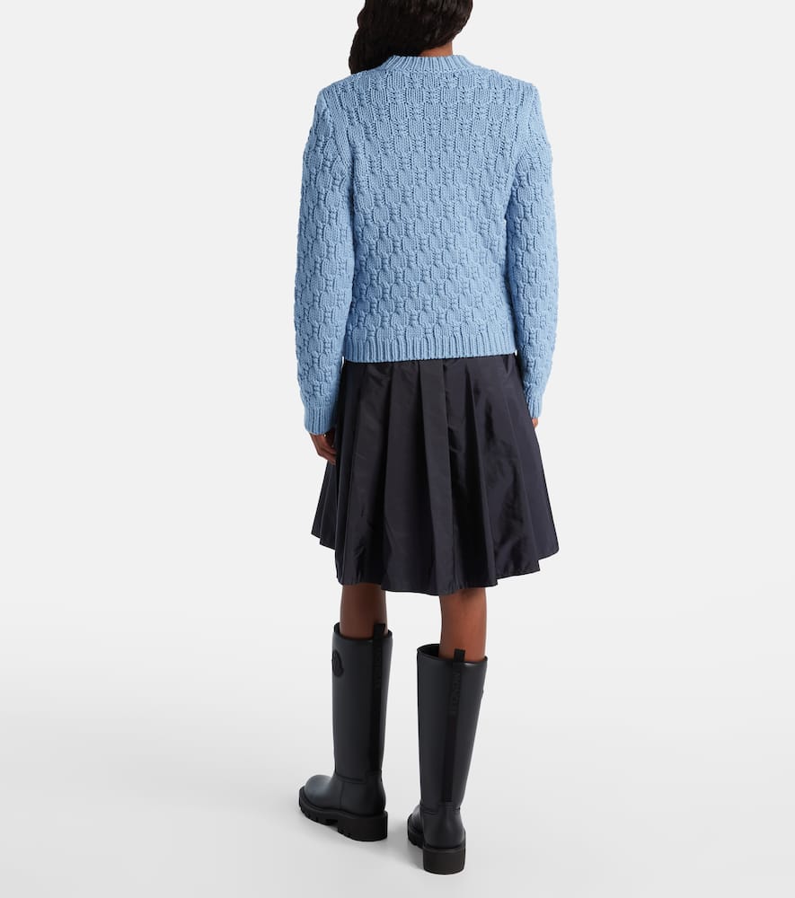 Moncler Wool Pattern Knit Crewneck Sweater In Blue