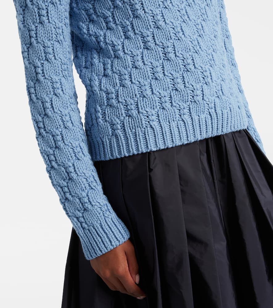 Moncler Wool Pattern Knit Crewneck Sweater In Blue