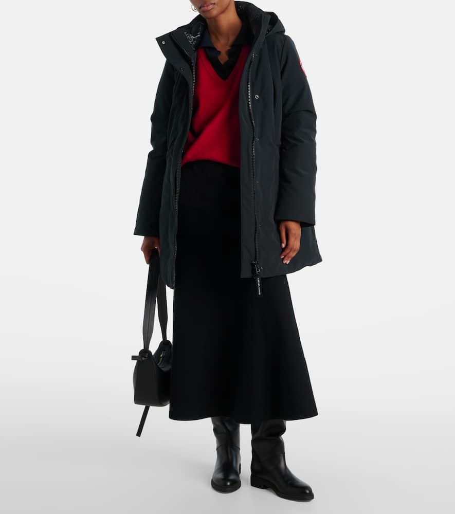 Canada Goose Hooded Long Sleeve Polyester Cotton Coat In Black