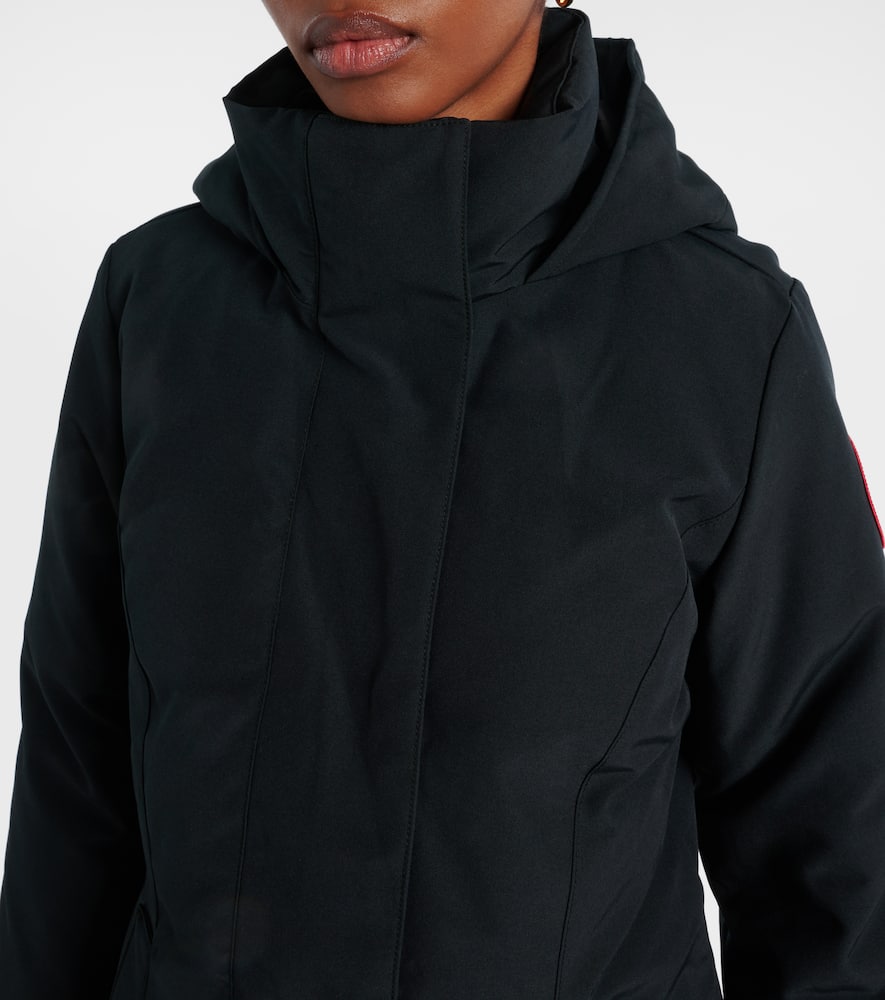 Canada Goose Hooded Long Sleeve Polyester Cotton Coat In Black
