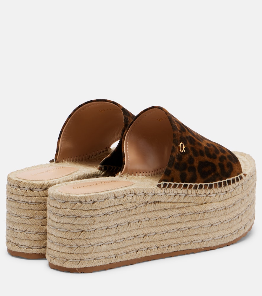 Leopard-Print Suede Espadrille Sandals
