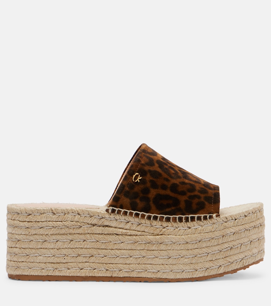 Leopard-Print Suede Espadrille Sandals