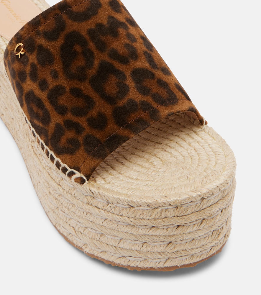 Leopard-Print Suede Espadrille Sandals