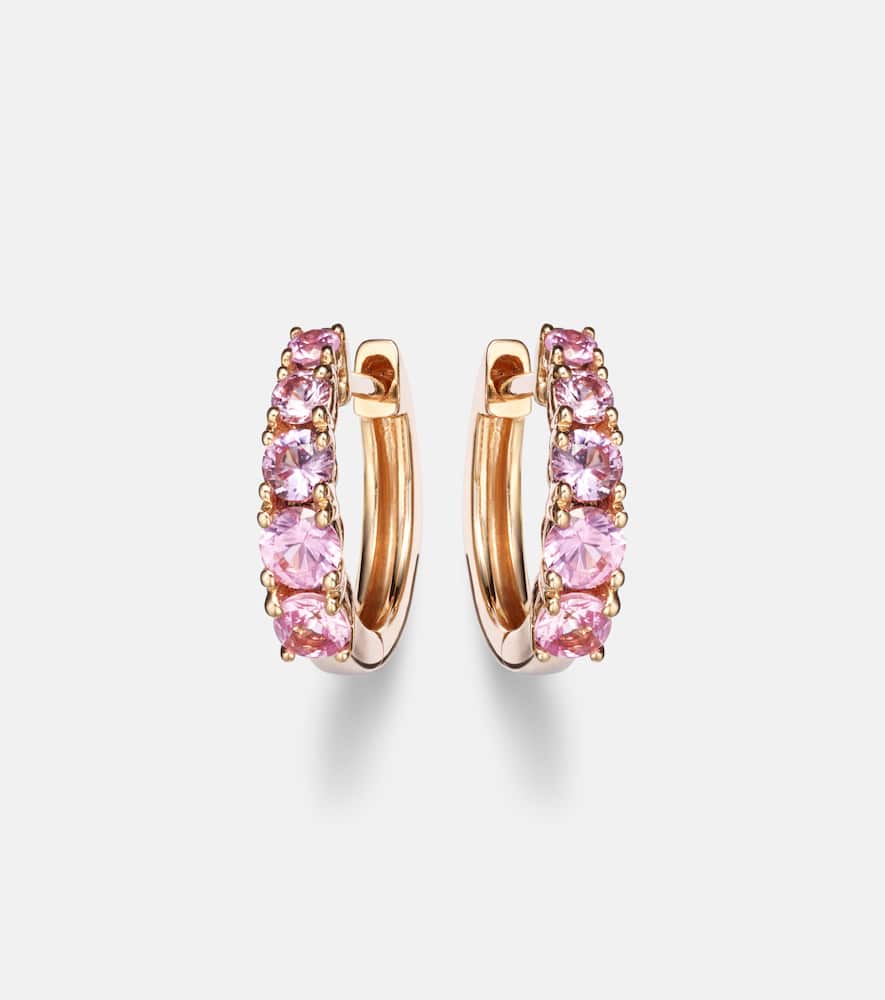 Anita Ko Graduated 18kt Rose Gold Huggie Earrings With Sapphires In Brown