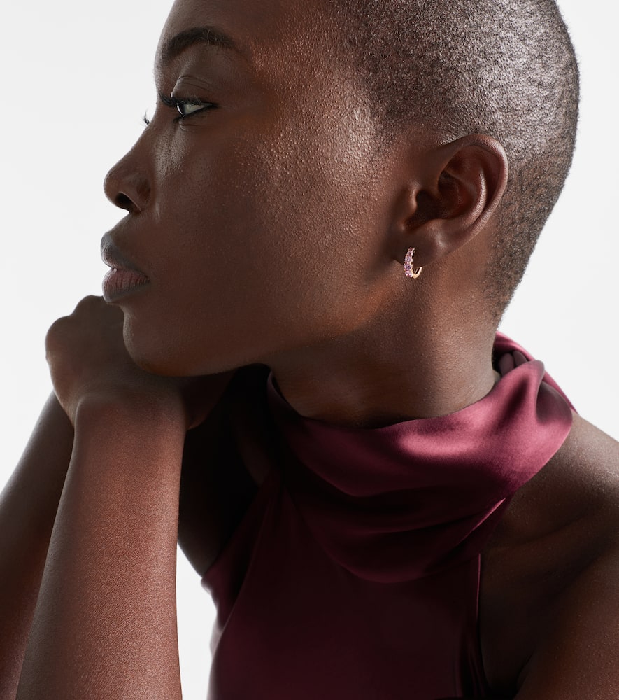 Anita Ko Graduated 18kt Rose Gold Huggie Earrings With Sapphires In Brown