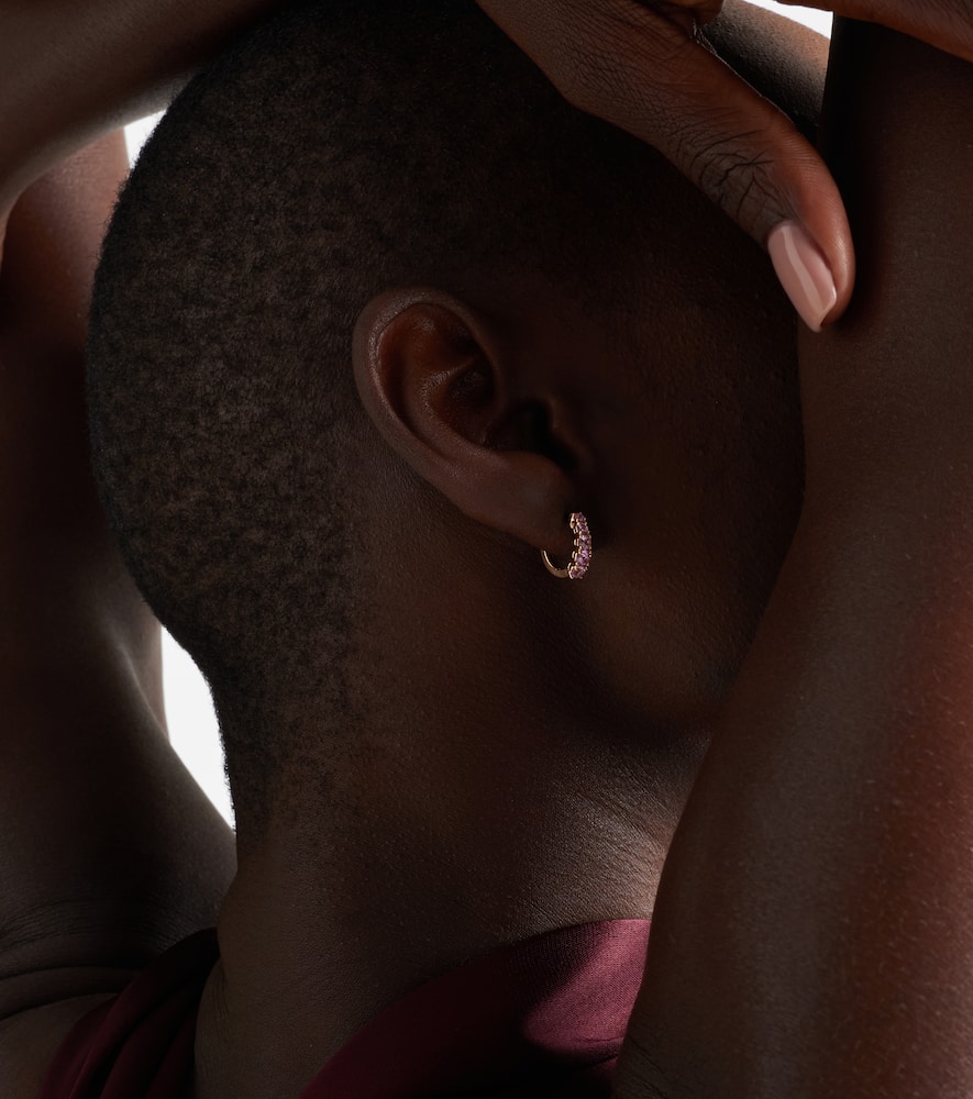 Anita Ko Graduated 18kt Rose Gold Huggie Earrings With Sapphires In Brown