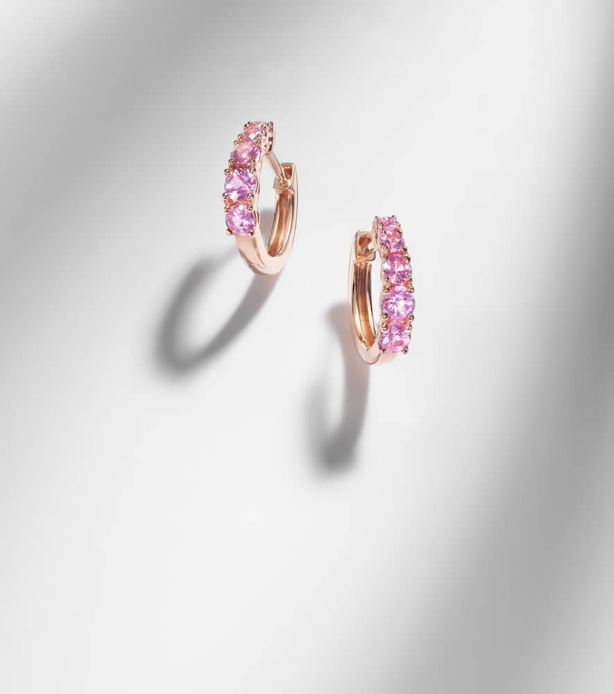 Anita Ko Graduated 18kt Rose Gold Huggie Earrings With Sapphires In Brown