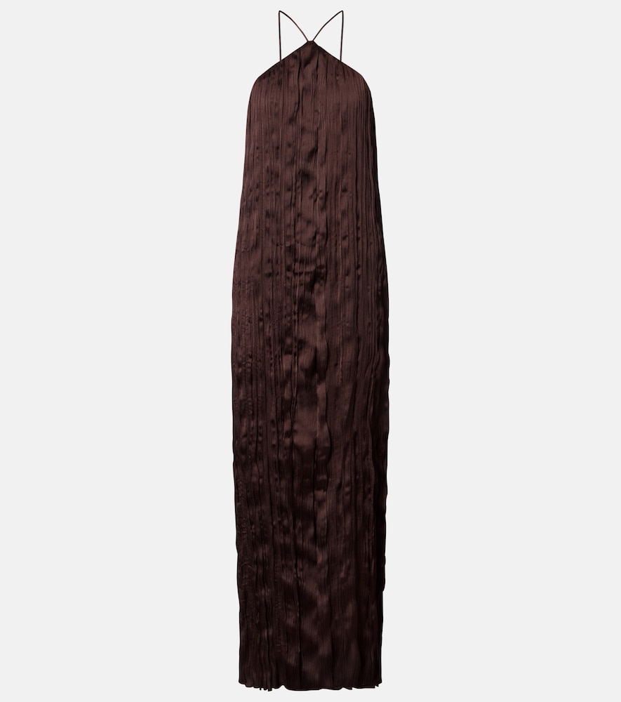 Staud Akari plissé halterneck maxi dress
