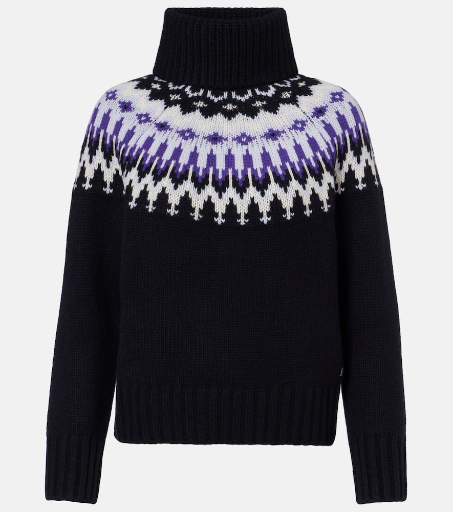 Bogner Ingrid Jacquard Cashmere Turtleneck Sweater In Black