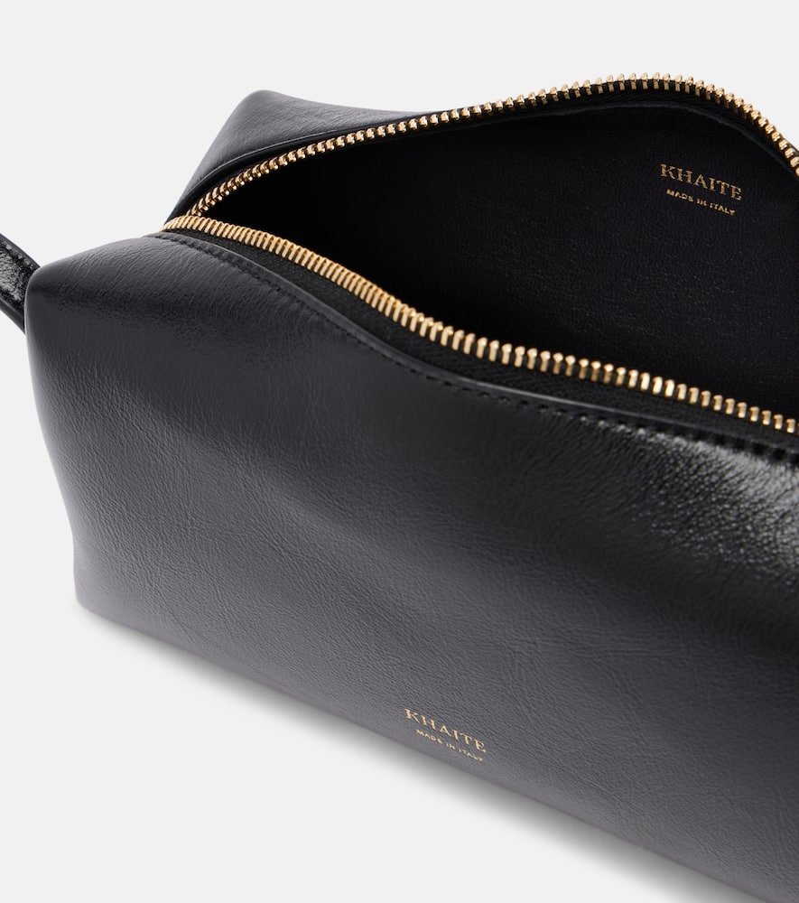 Khaite Kye Glossed-leather Shoulder Bag In Black