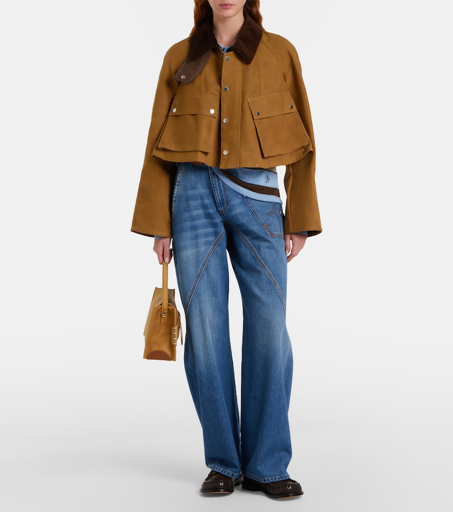  Jw Anderson Jw Anderson Corduroy-trimmed Cropped Cotton Jacket 
