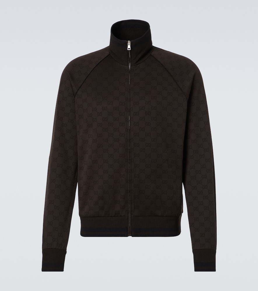 Gucci Gg Jacquard Track Jacket In Brown