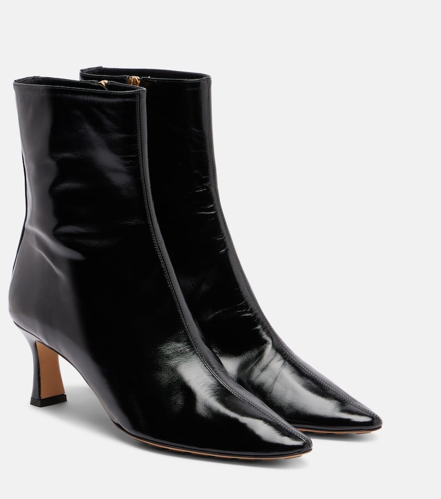 Bottega Veneta Sofia Glossed-leather Ankle Boots In Black
