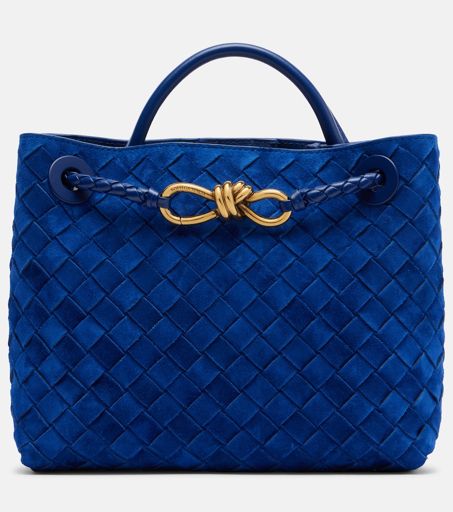 Bottega Veneta Andiamo Small Suede Tote Bag In Blue