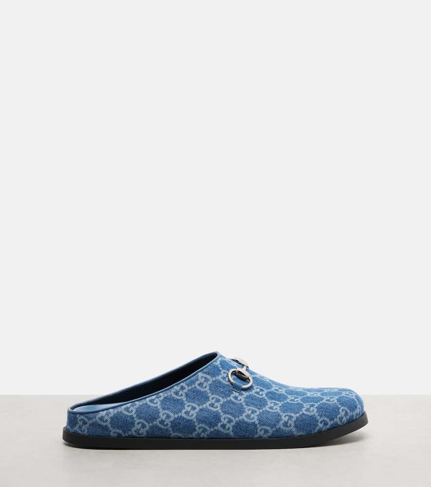  Gucci Gucci Horsebit Gg Denim Mules 