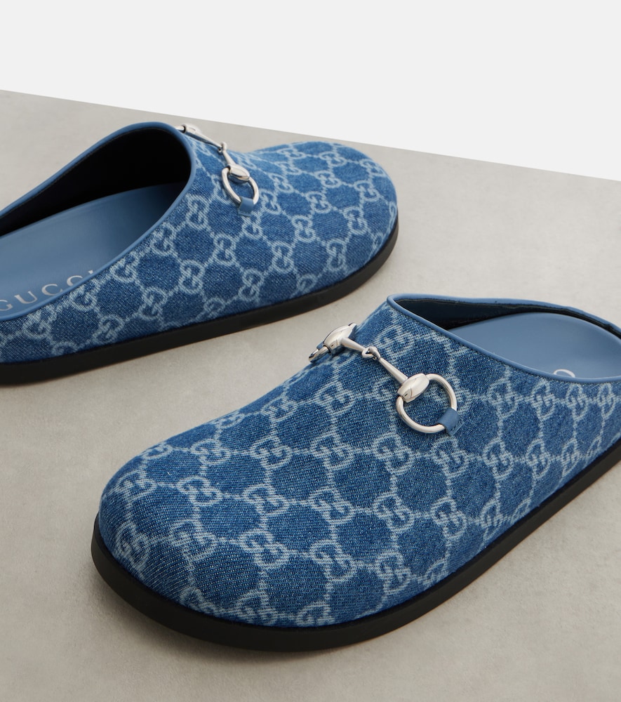  Gucci Gucci Horsebit Gg Denim Mules 