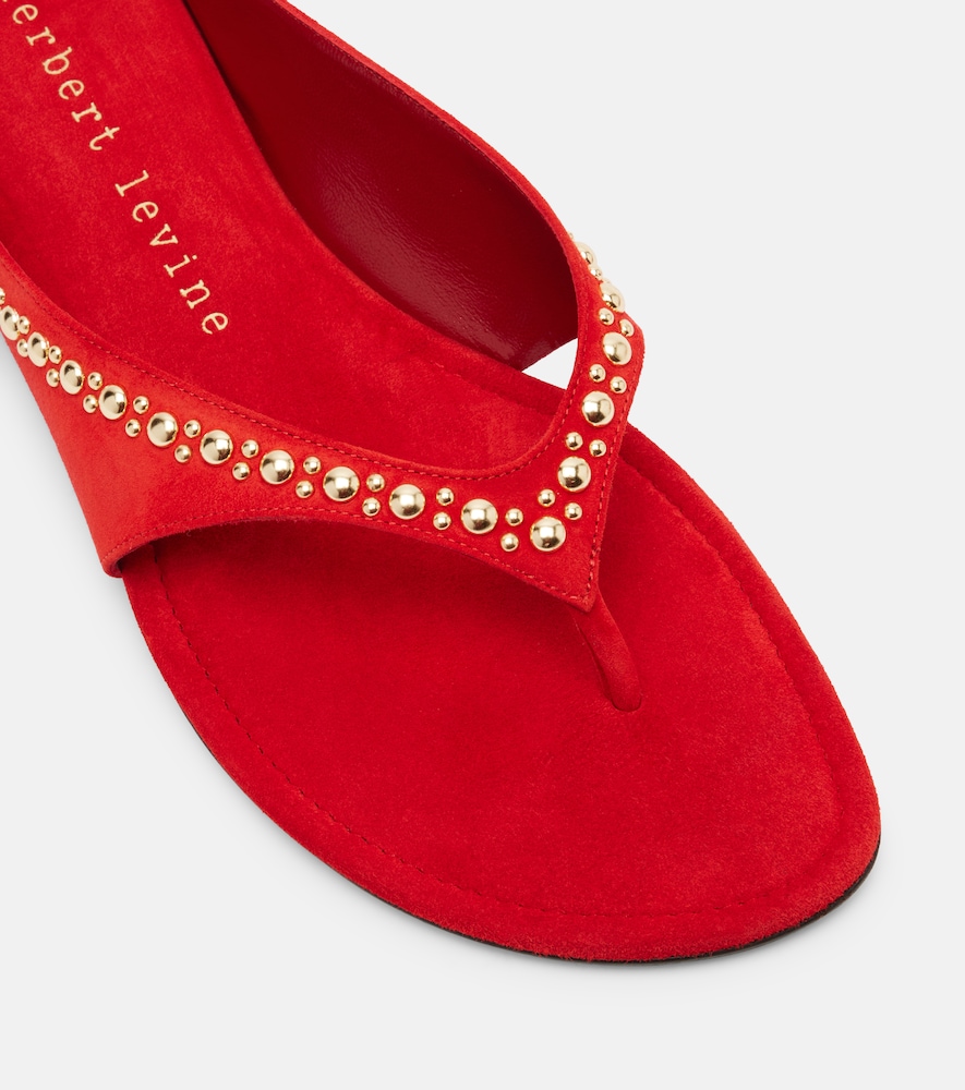  Herbert Levine Herbert Levine Sunkissed Studded Suede Thong Sandals 