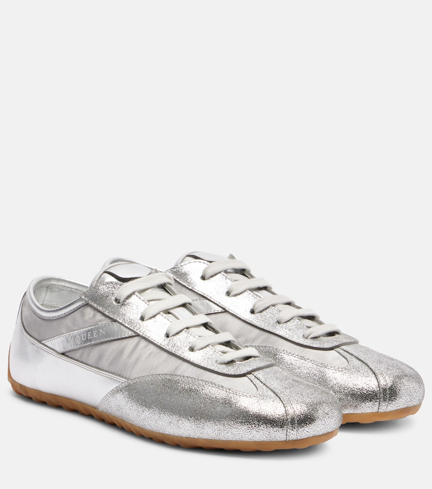 McQueen Boxe metallic leather sneakers