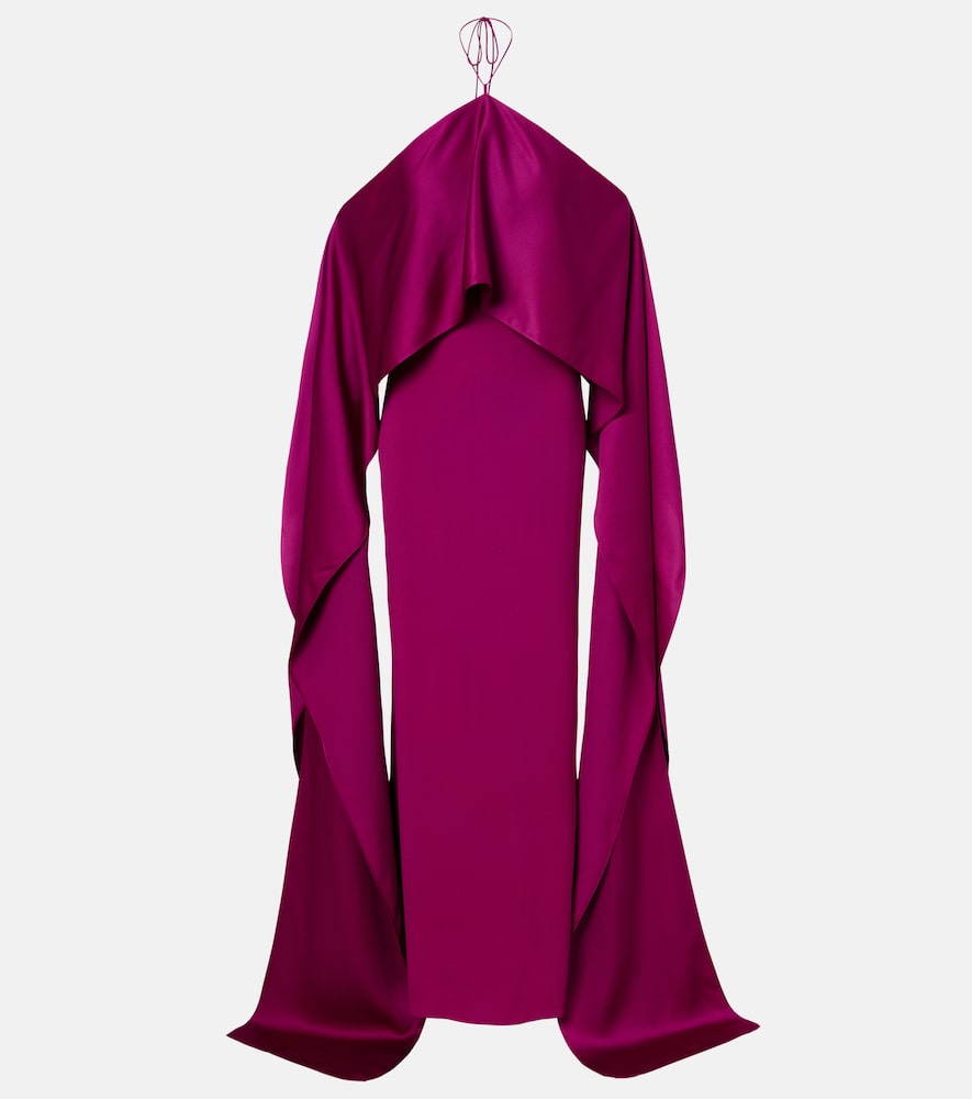 Taller Marmo Women's Purple Nan Draped Crepe Cady Gown Uk Size 6