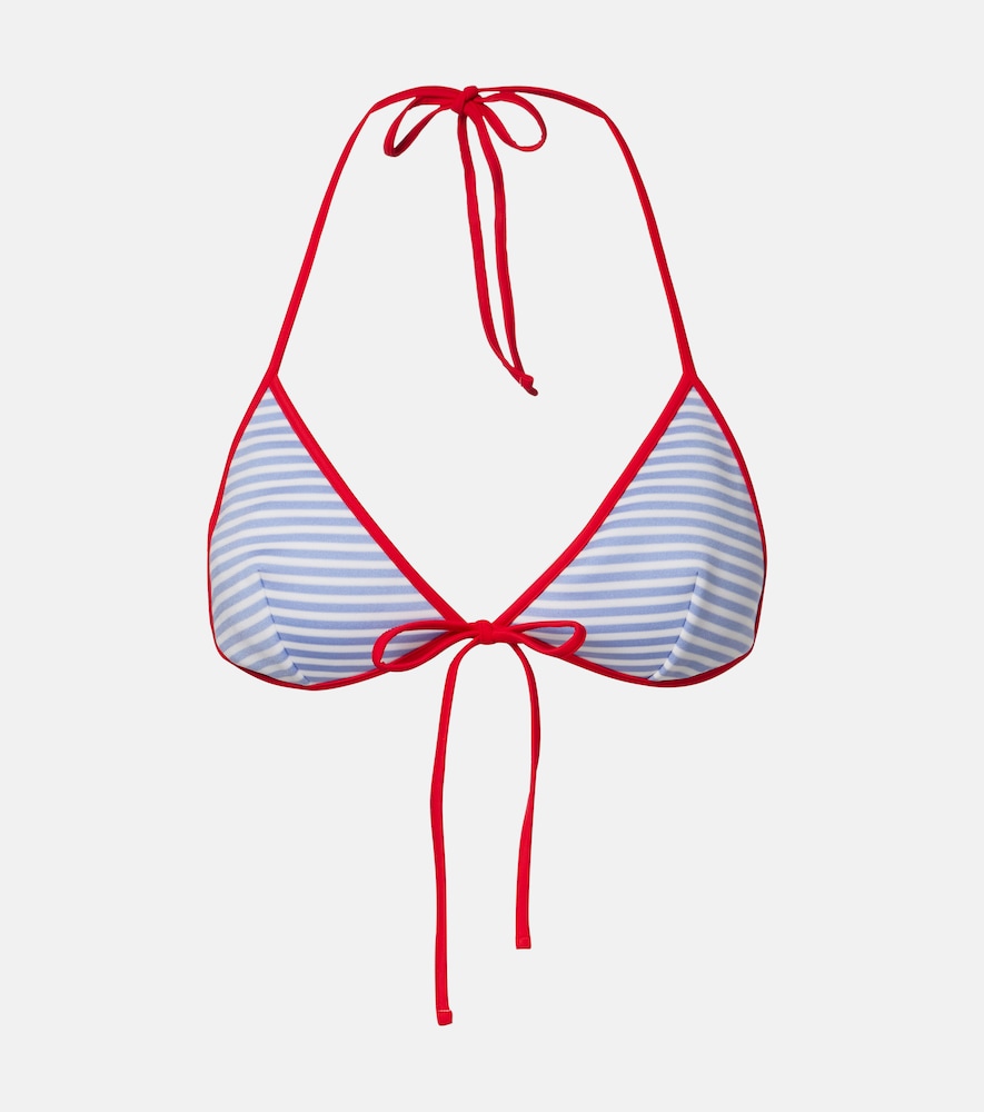 Prada Striped Bikini Top In Red
