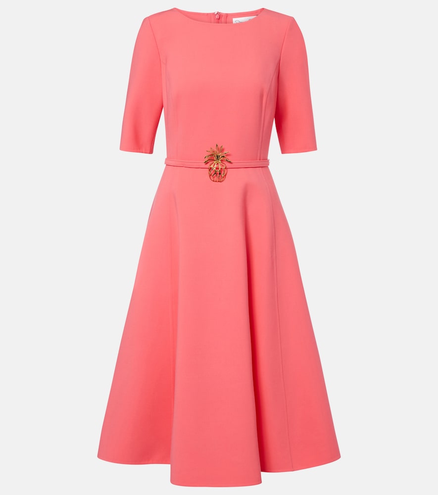 Oscar de la Renta Belted wool-blend midi dress