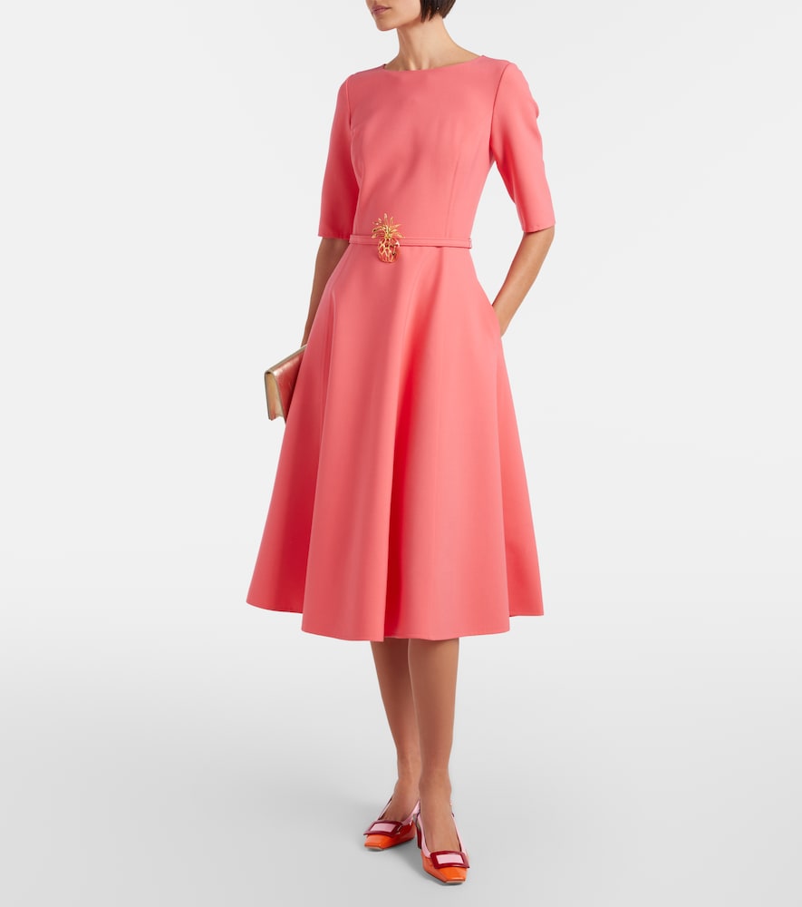 Oscar de la Renta Belted wool-blend midi dress