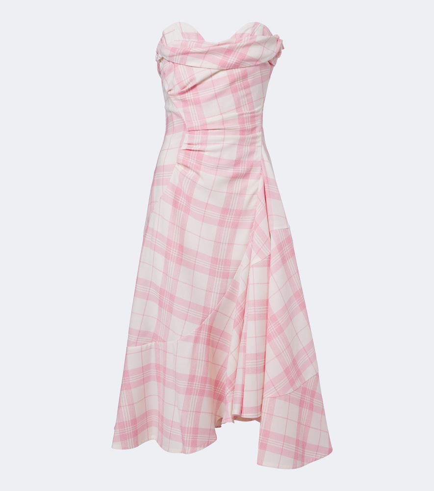 Abito bustier Spiral in misto lana a quadri