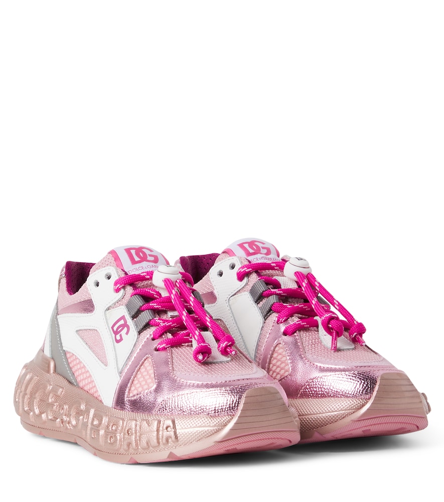 Sneakers DG con pelle metallizzata