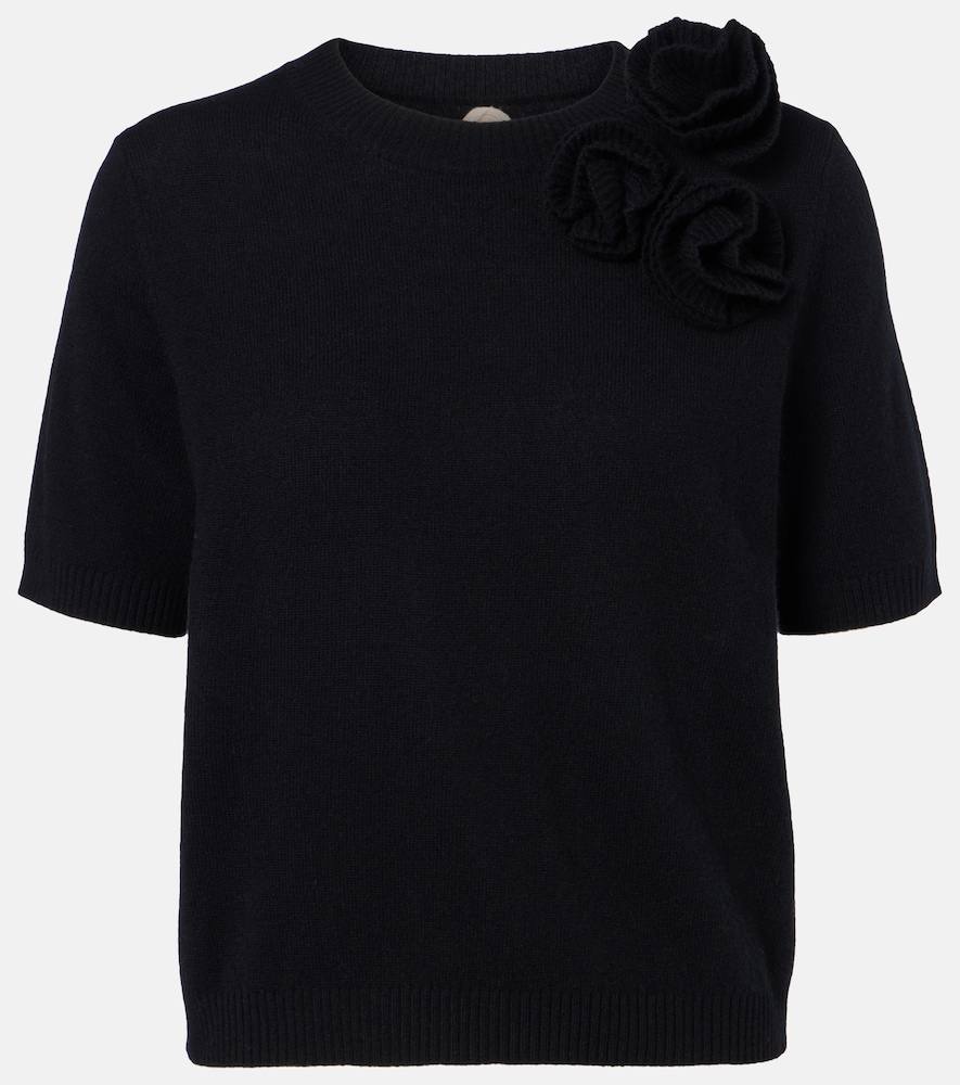 Jardin des Orangers Floral-appliqué wool and cashmere sweater