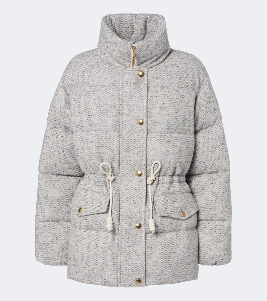 Wool-Blend Tweed Down Jacket