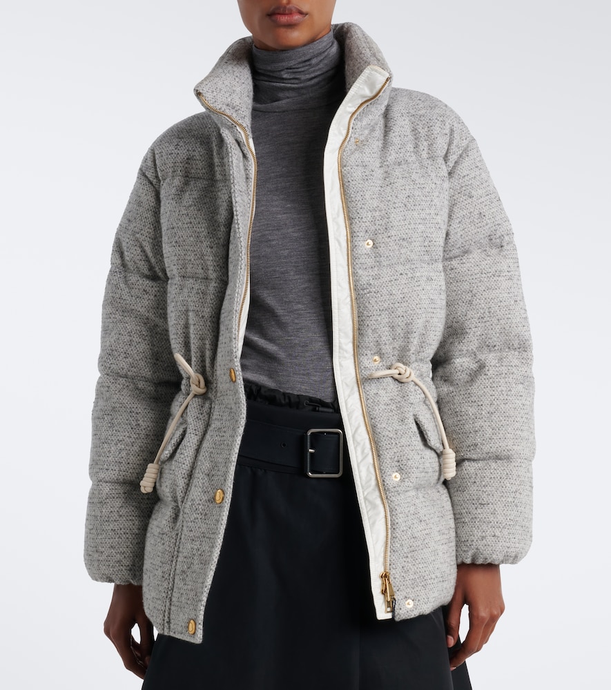 Wool-Blend Tweed Down Jacket