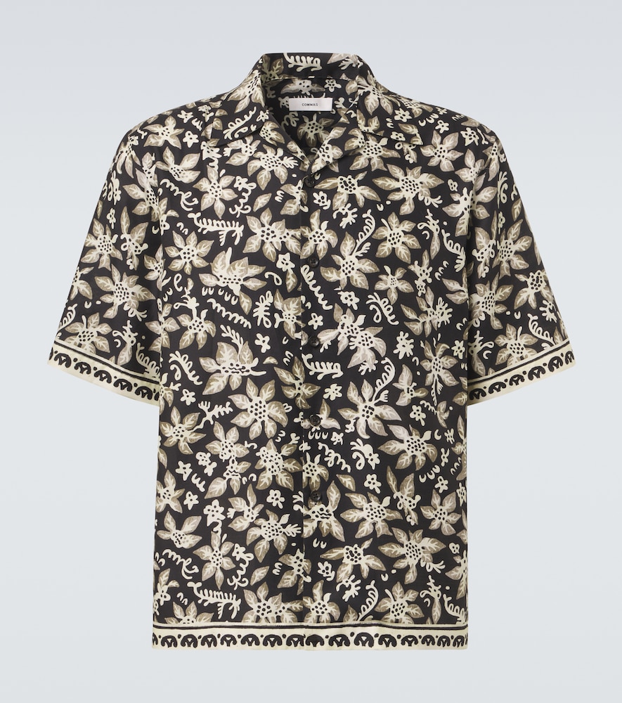 Commas Men's Black Printed Cotton And Silk Bowling Shirt UK Size 15,5 - Mytheresa