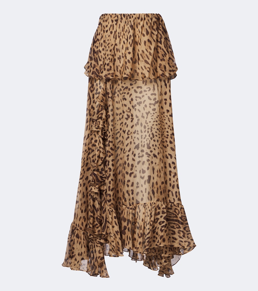 Leopard-Print Ruffed Maxi