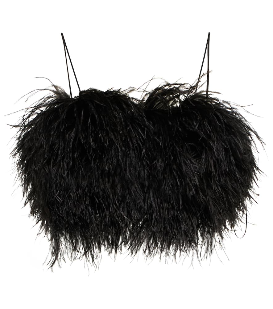 David Koma Feather-embellished crop top