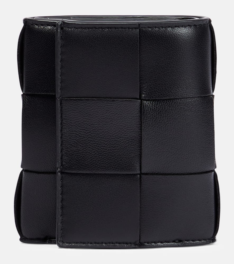 Bottega Veneta Bi-fold Leather Wallet In Black-gold