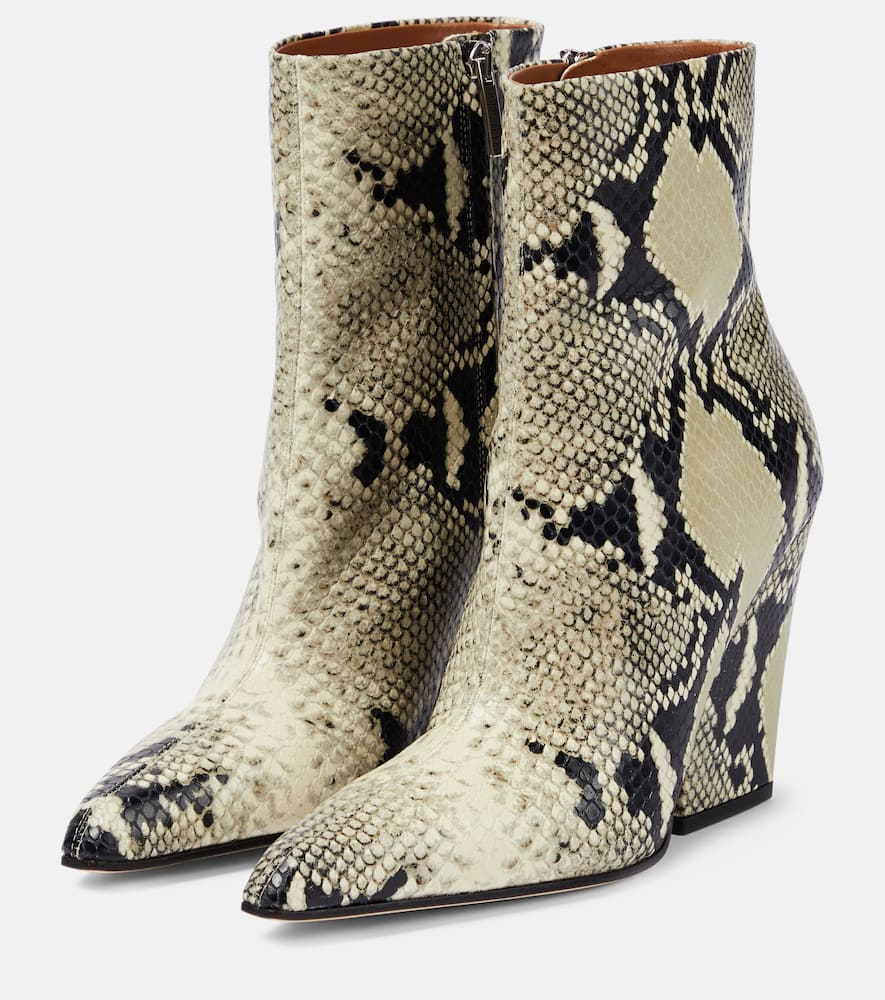 Shop Paris Texas Jane Snake-print Leather Ankle Boots In Multicoloured