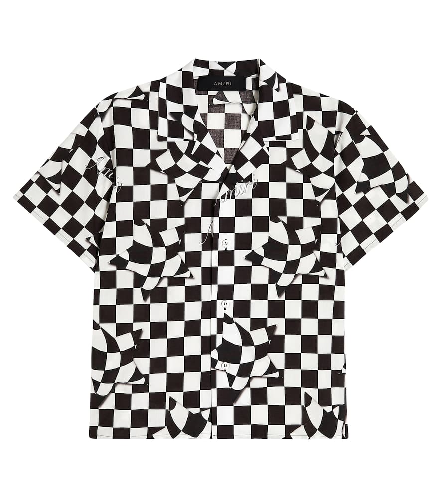 Amiri Kid's Checkered Logo-print Shirt In Multicoloured