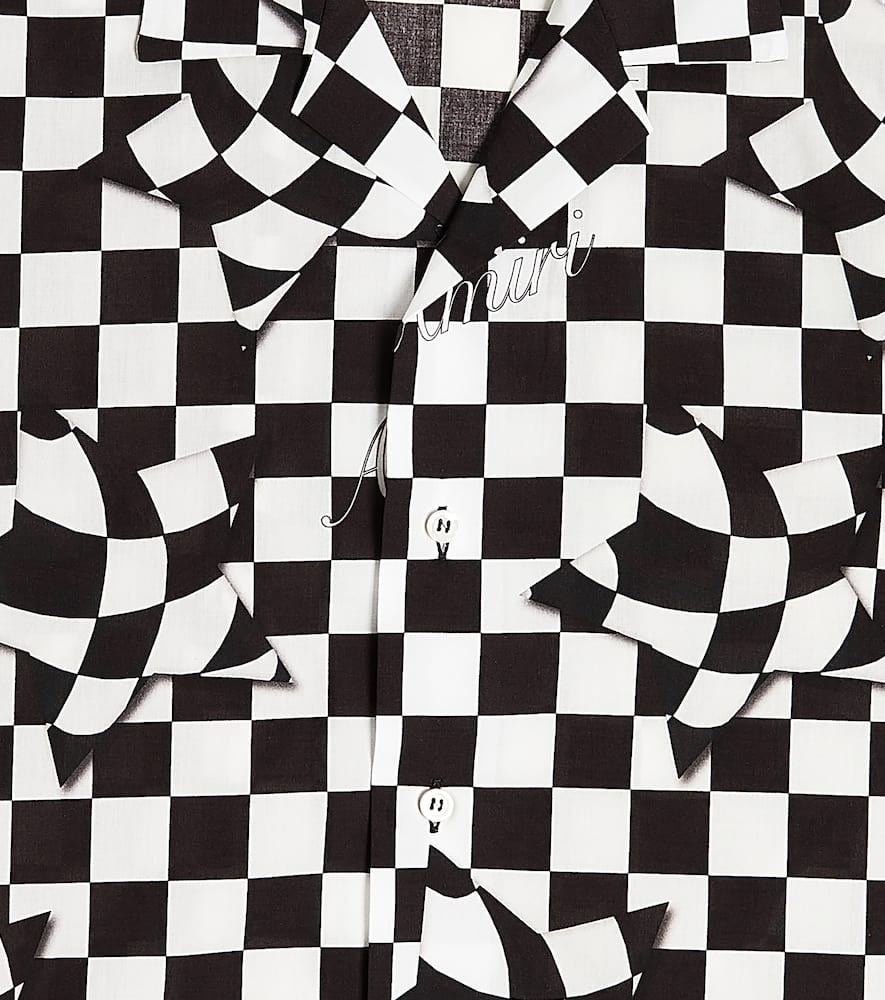Amiri Kid's Checkered Logo-print Shirt In Multicoloured