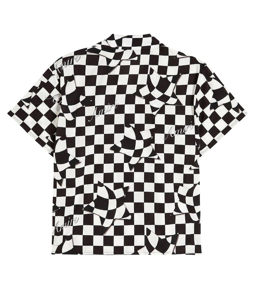 Amiri Kid's Checkered Logo-print Shirt In Multicoloured