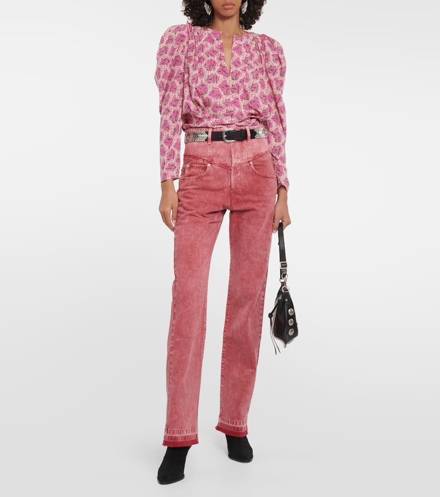 Shop Isabel Marant Noemie Straight-leg Jeans In Pink