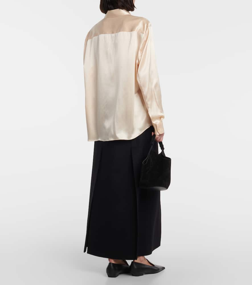 Shop Khaite Argo Silk Charmeuse Blouse In Neutrals