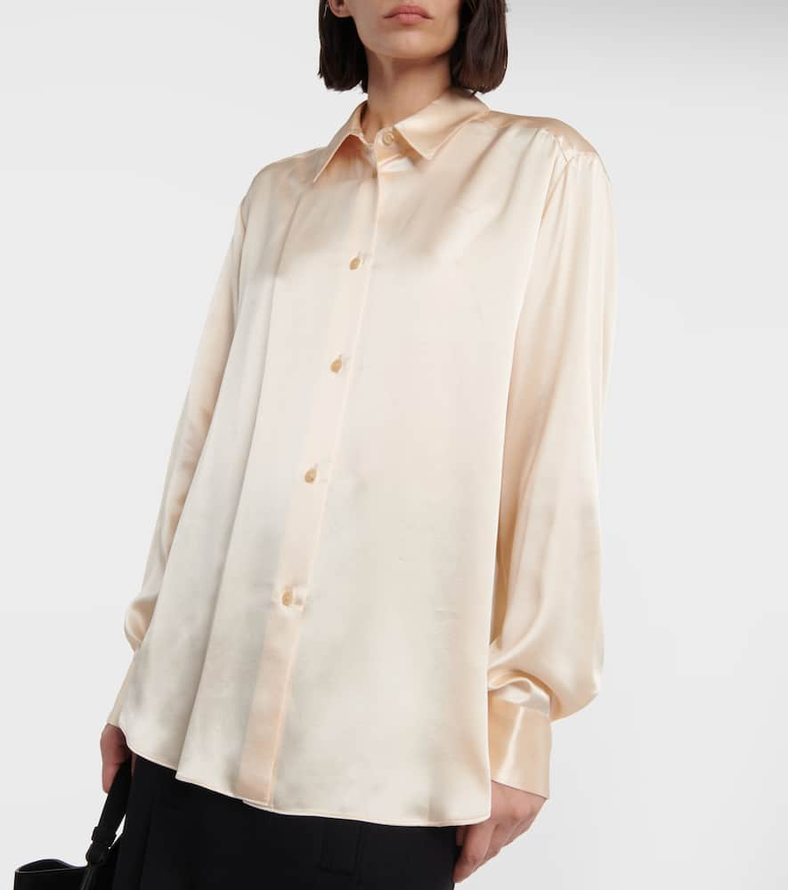 Shop Khaite Argo Silk Charmeuse Blouse In Neutrals