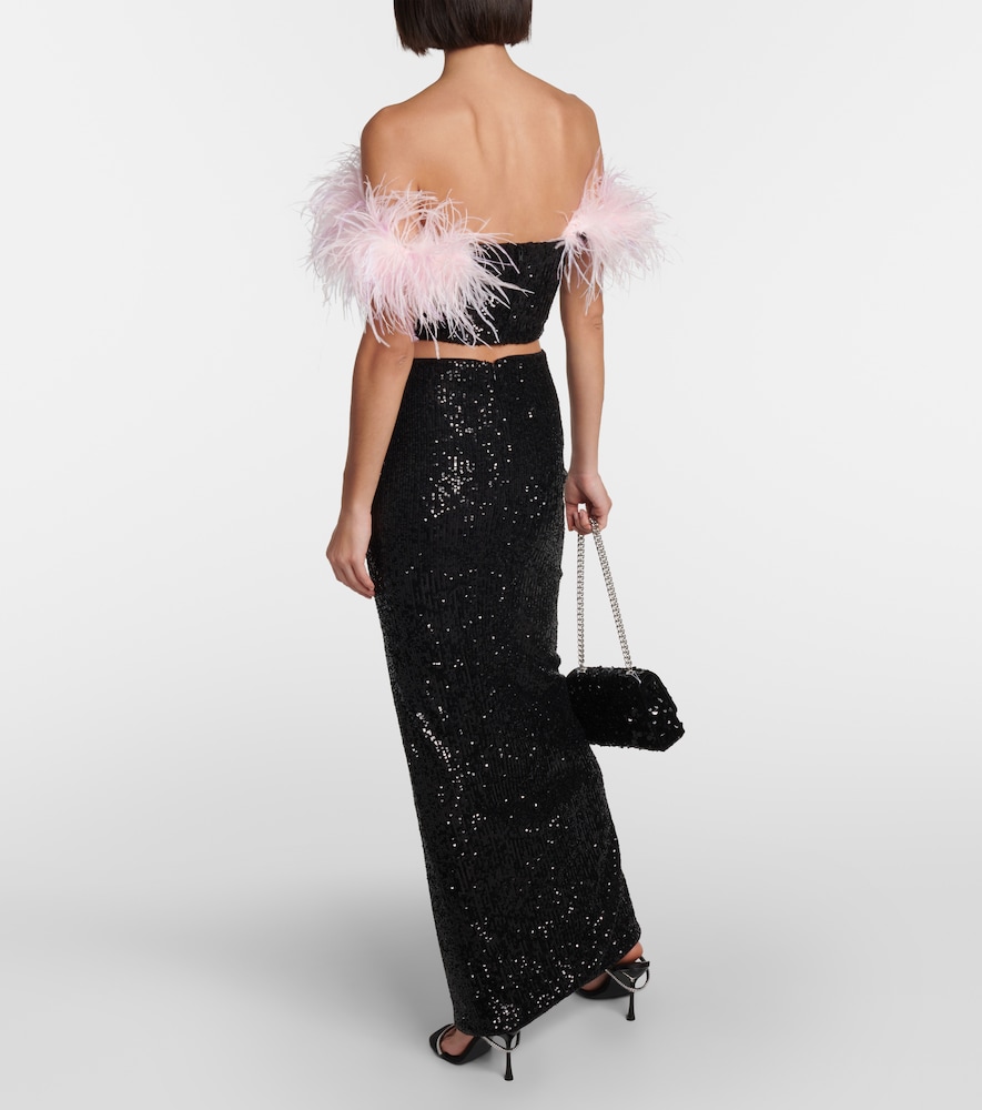  Self-portrait Self-portrait Sequined Ruched Maxi Skirt 