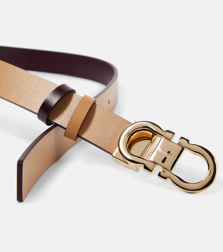 Shop Ferragamo Gancini Reversible Leather Belt In Brown