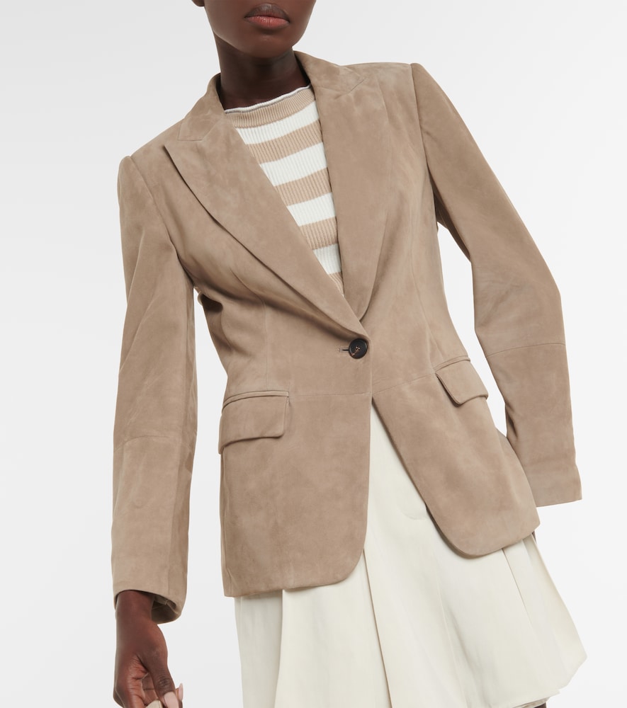  Brunello Cucinelli Brunello Cucinelli Embellished Suede Blazer 