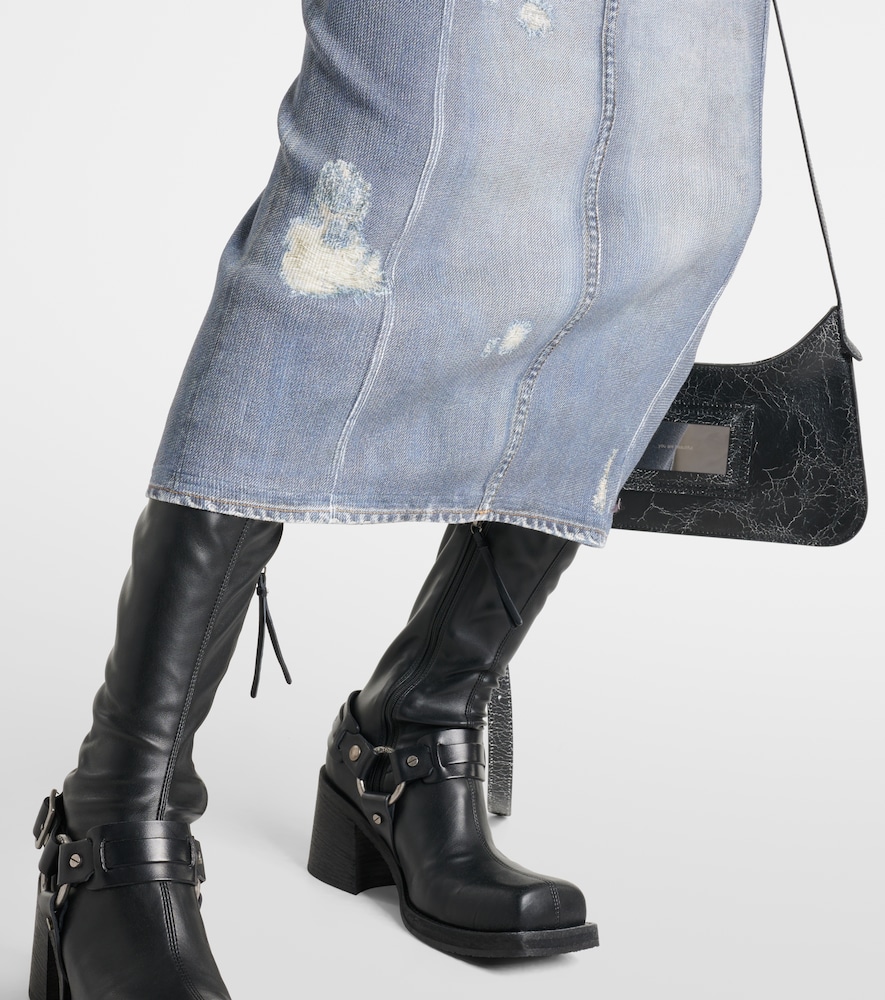Mid-Rise Printed Denim Midi