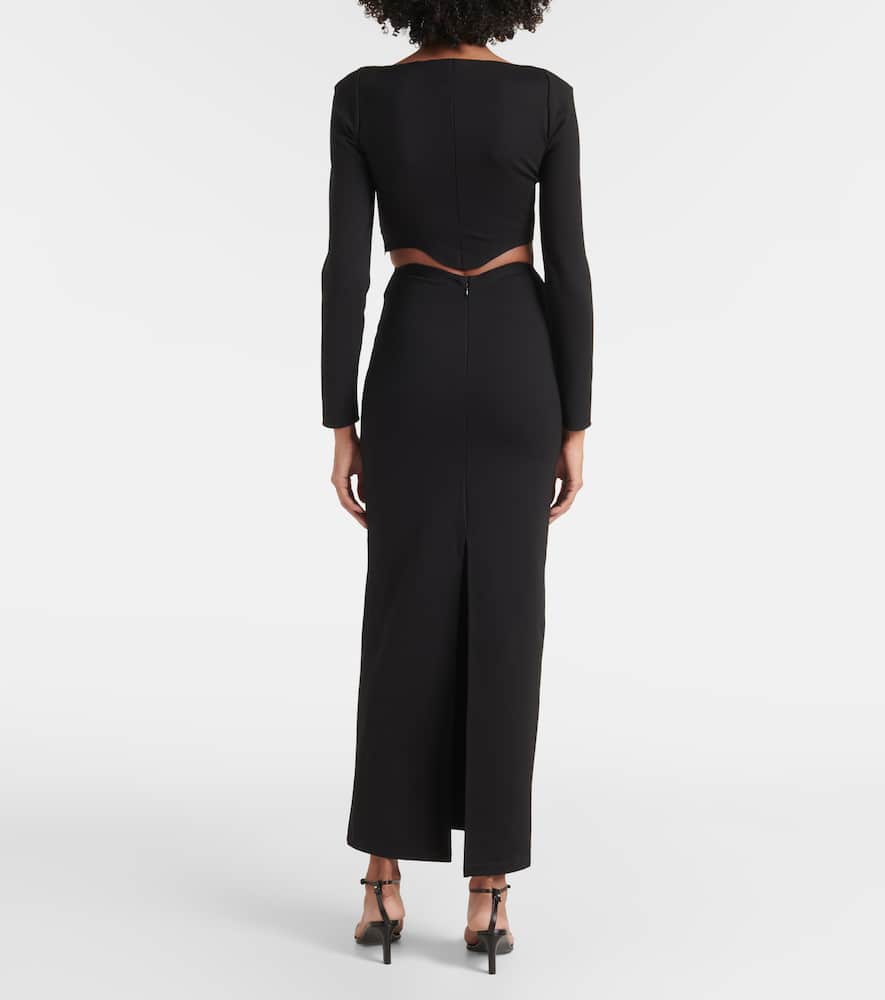 Staud Logo Jersey Crop Top With Dart Detailing In Black